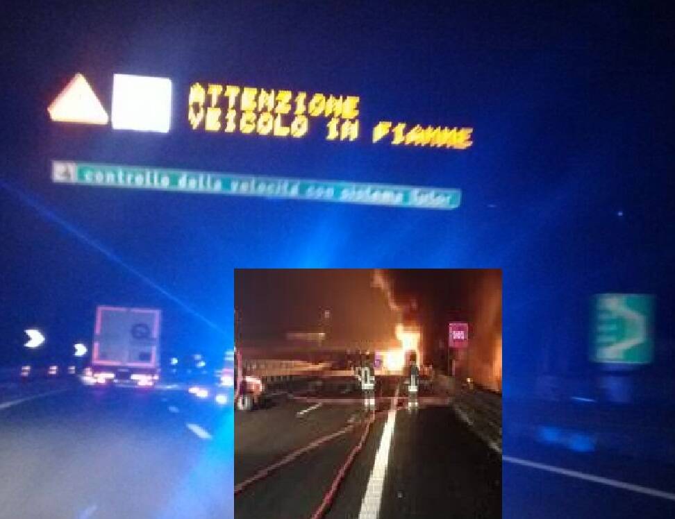 veicolo in fiamme autostrada