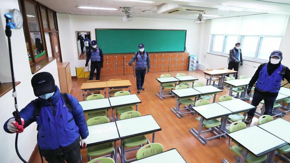 School disinfection to prevent spread of Covid-19 in Suwon